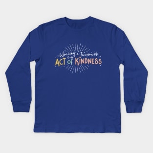 Wearing a facemask is an Act of Kindness - white Kids Long Sleeve T-Shirt